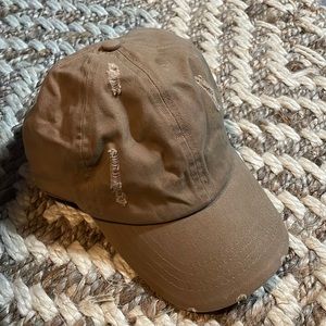 Women’s tan distressed ball cap